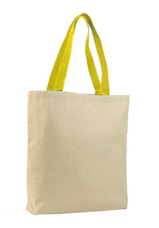 Q-Tees Promotional Tote with Bottom Gusset and Colored Handles