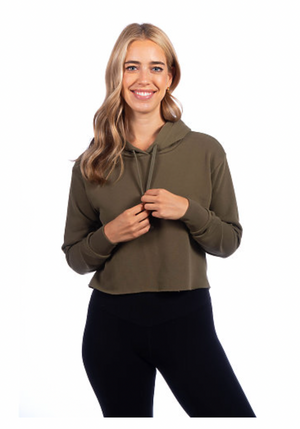 Next Level Women's Laguna Sueded Raw Edge Crop Hoodie