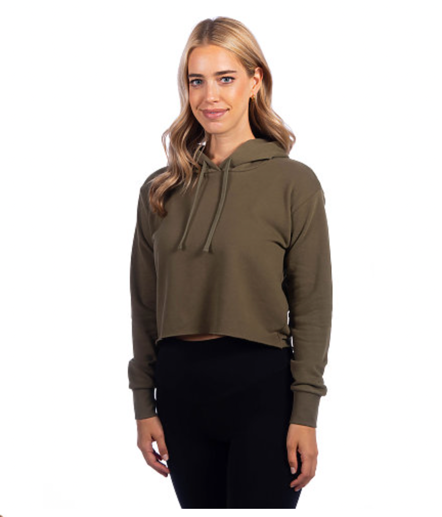 Next Level Women's Laguna Sueded Raw Edge Crop Hoodie