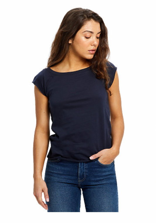 US Blanks Ladies' Raw Edge Open Neck Tee