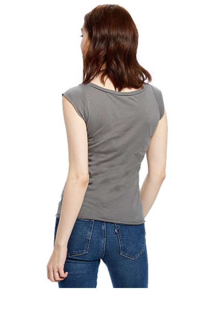 US Blanks Ladies' Raw Edge Open Neck Tee