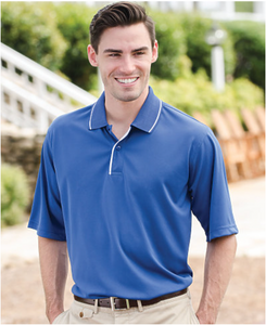 24/7 Adult Striped Collar and Placket Performance Sport Shirt