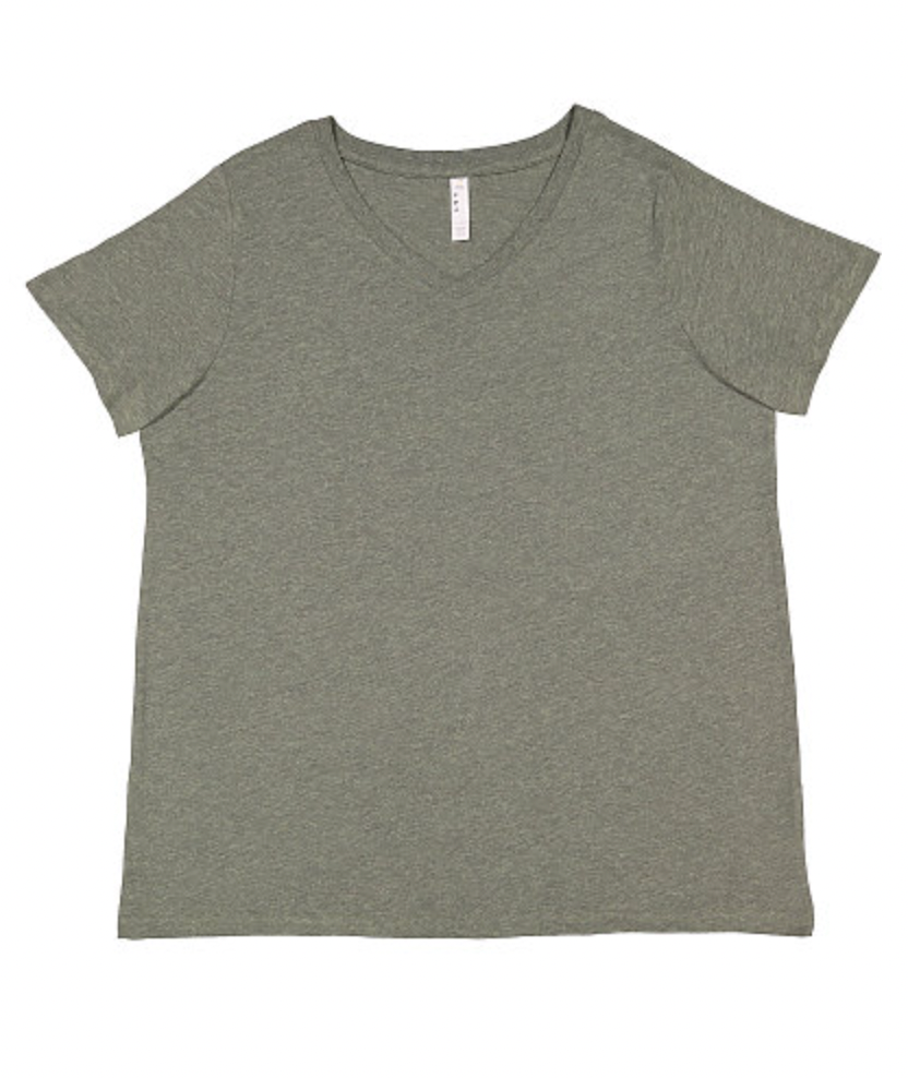 LAT Ladies' Curvy V-Neck Fine Jersey Tee