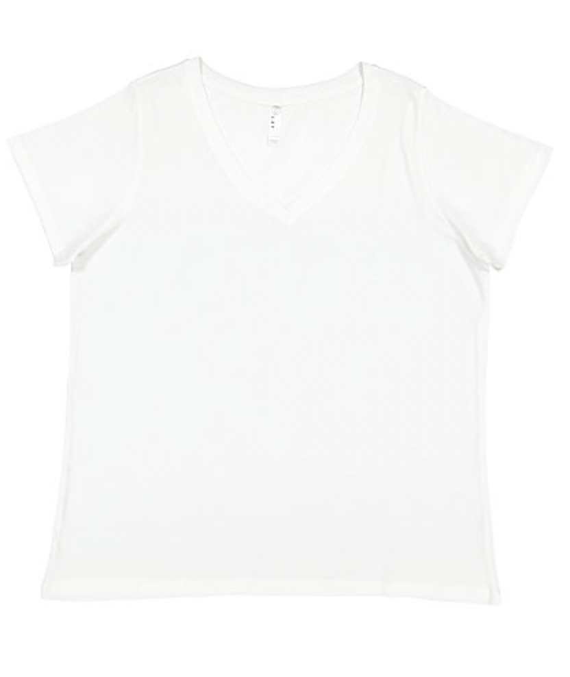 LAT Ladies' Curvy V-Neck Fine Jersey Tee