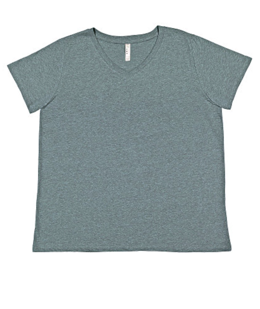 LAT Ladies' Curvy V-Neck Fine Jersey Tee