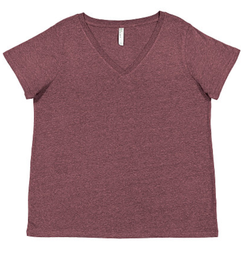 LAT Ladies' Curvy V-Neck Fine Jersey Tee