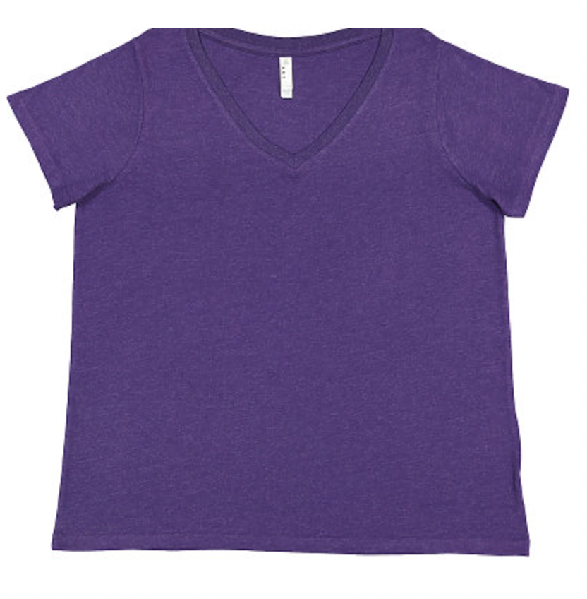 LAT Ladies' Curvy V-Neck Fine Jersey Tee