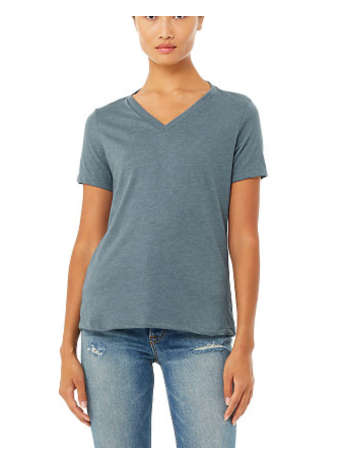 BELLA+CANVAS Women's Relaxed Heather CVC V-Neck Tee