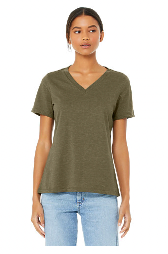 BELLA+CANVAS Women's Relaxed Heather CVC V-Neck Tee
