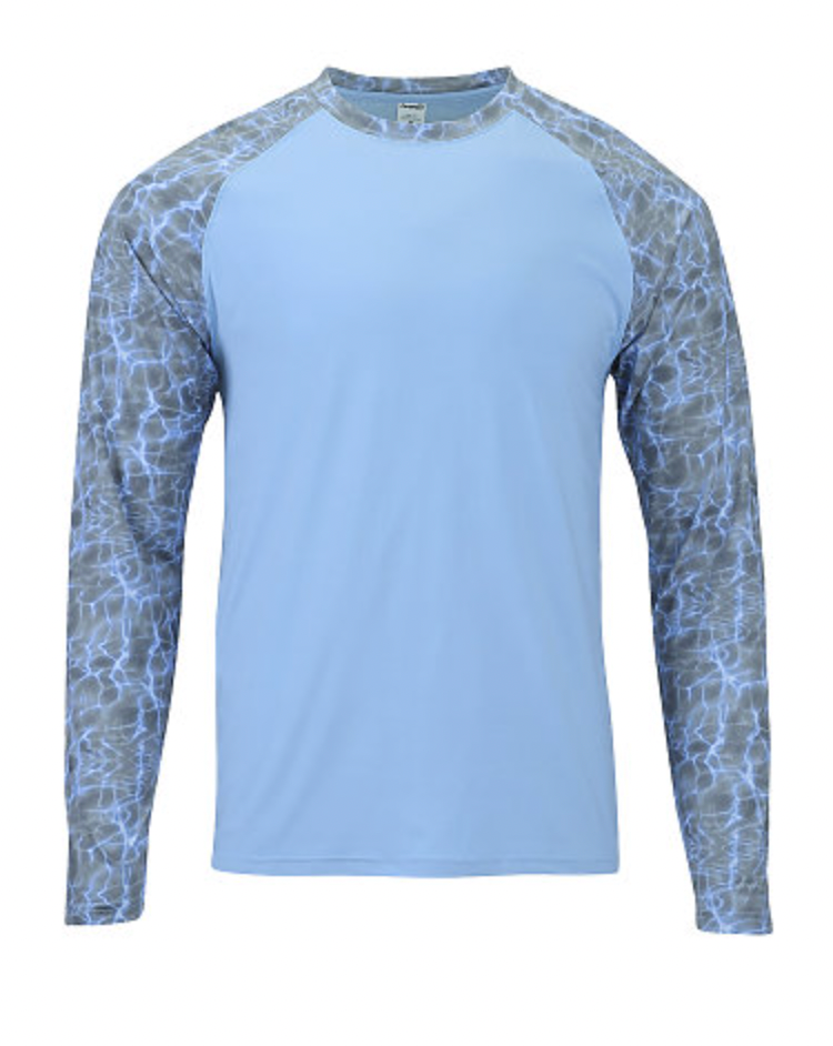 ParagonXP Panama Adult Raglan Sublimated Long Sleeve Performance Tee -  Shock Oceanic Print