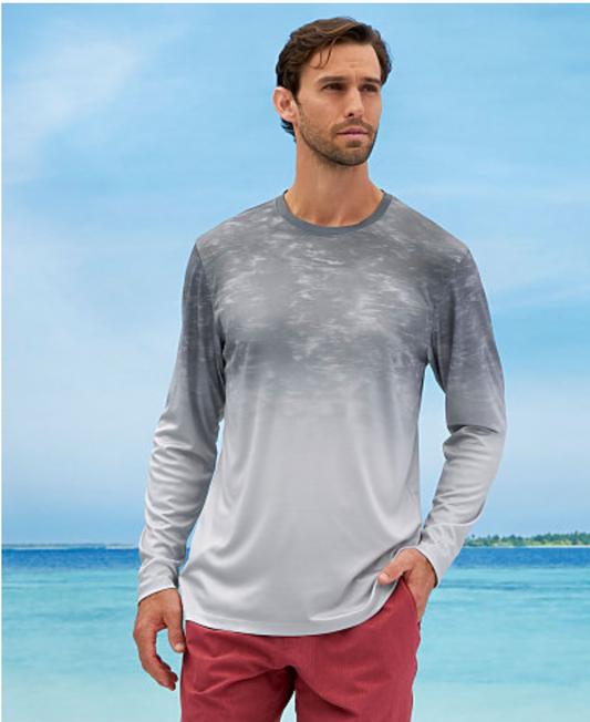 ParagonXP Montauk Adult Full Sublimated Long Sleeve Performance Tee - Fade Shark Print