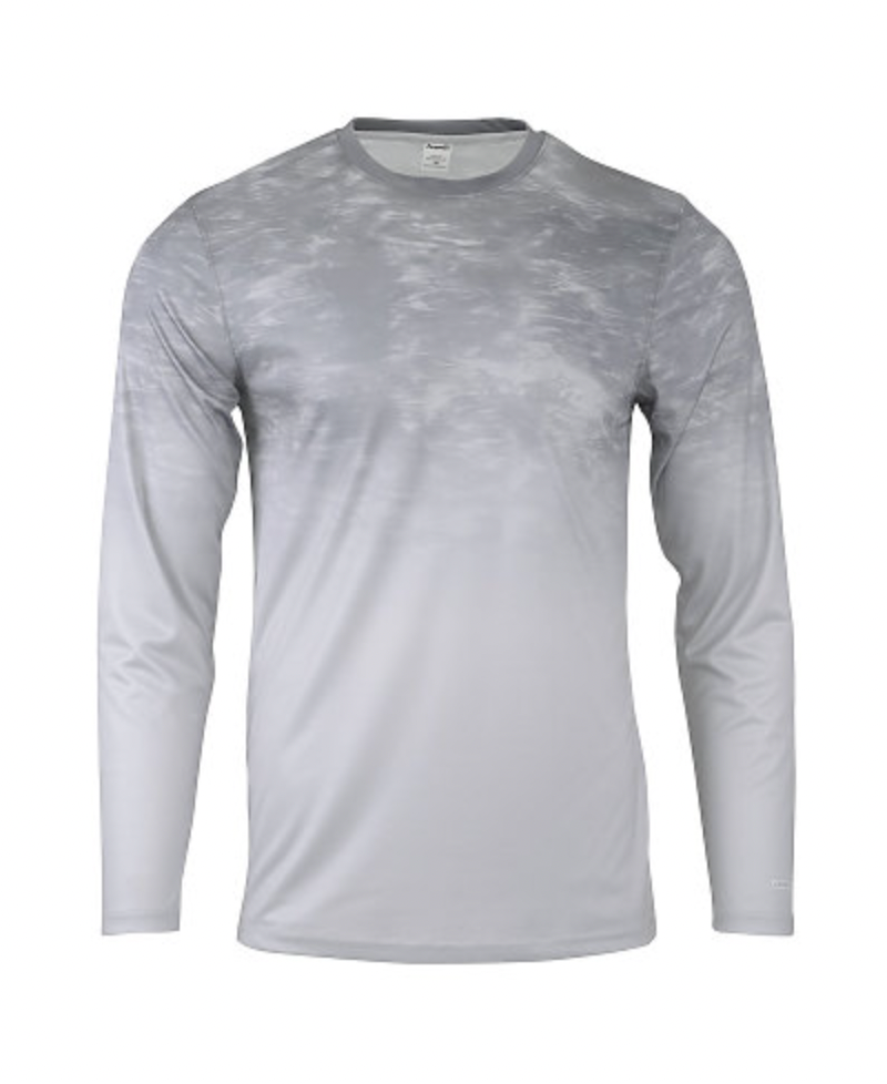 ParagonXP Montauk Adult Full Sublimated Long Sleeve Performance Tee - Fade Shark Print