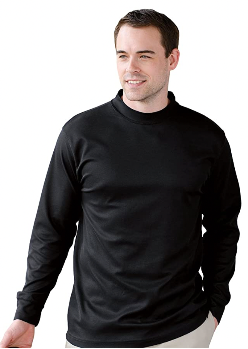 JonathanCorey Men's Long-Sleeve Pique Mock Turtleneck