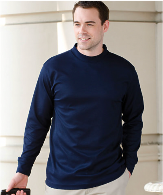 JonathanCorey Men's Long-Sleeve Pique Mock Turtleneck