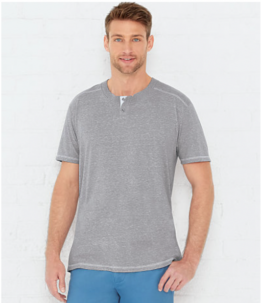 LAT Mens Henley Melange Jersey Tee