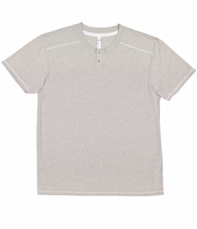 LAT Mens Henley Melange Jersey Tee