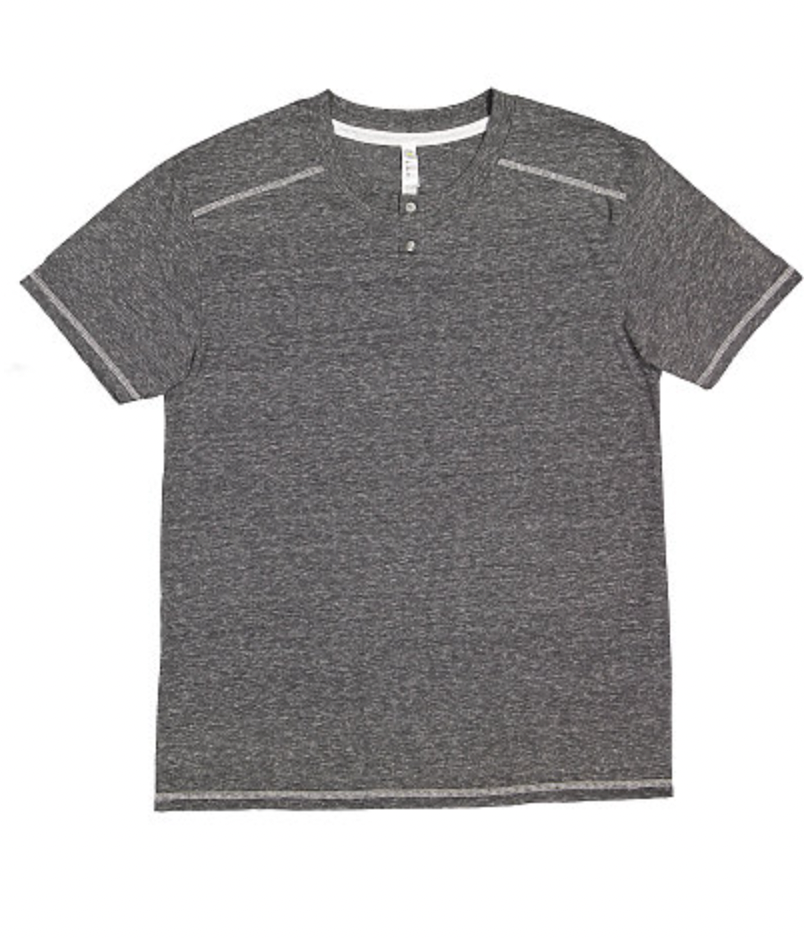 LAT Mens Henley Melange Jersey Tee