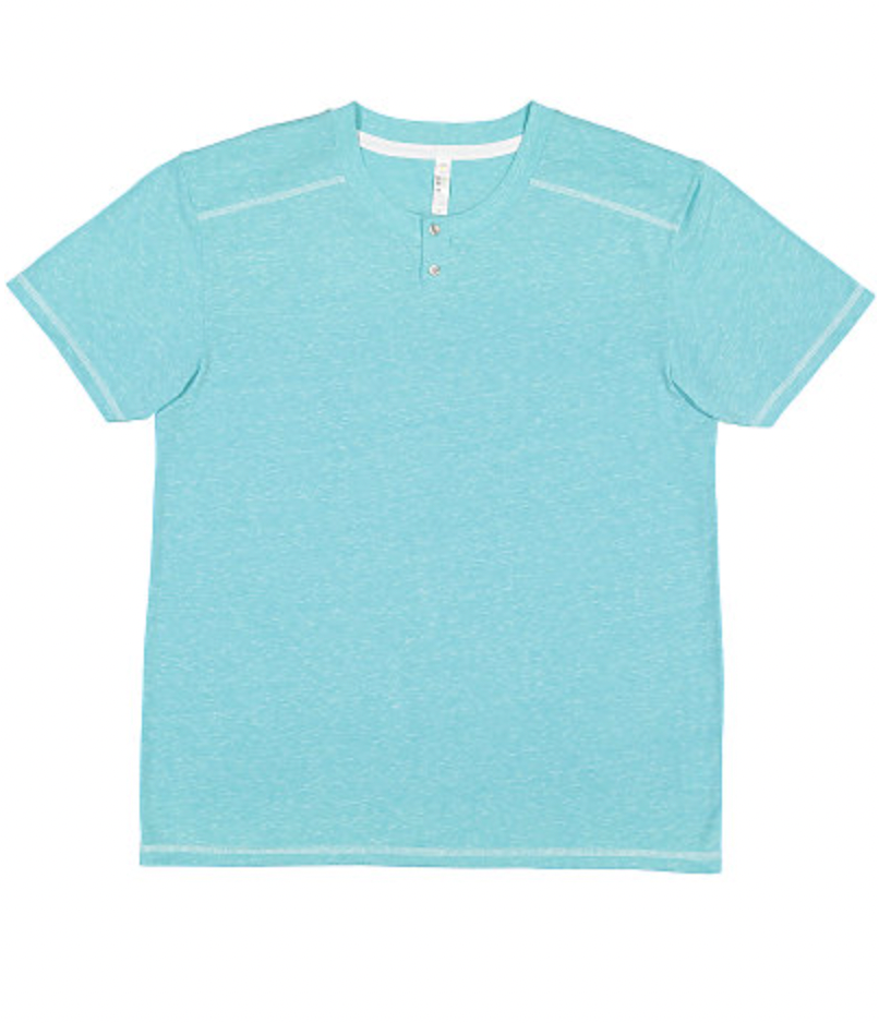 LAT Mens Henley Melange Jersey Tee