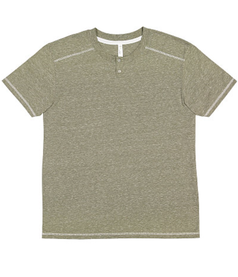 LAT Mens Henley Melange Jersey Tee