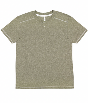 LAT Mens Henley Melange Jersey Tee