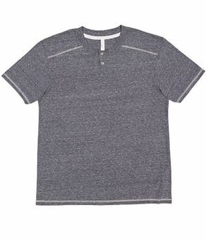 LAT Mens Henley Melange Jersey Tee