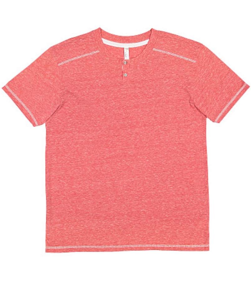 LAT Mens Henley Melange Jersey Tee