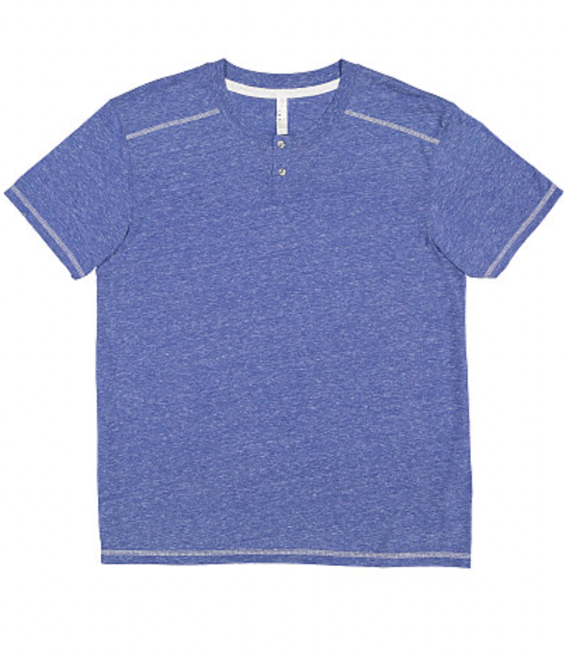 LAT Mens Henley Melange Jersey Tee