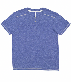 LAT Mens Henley Melange Jersey Tee