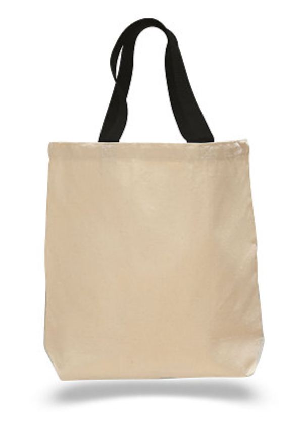Q-Tees Promotional Tote with Bottom Gusset and Colored Handles