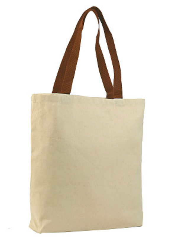 Q-Tees Promotional Tote with Bottom Gusset and Colored Handles