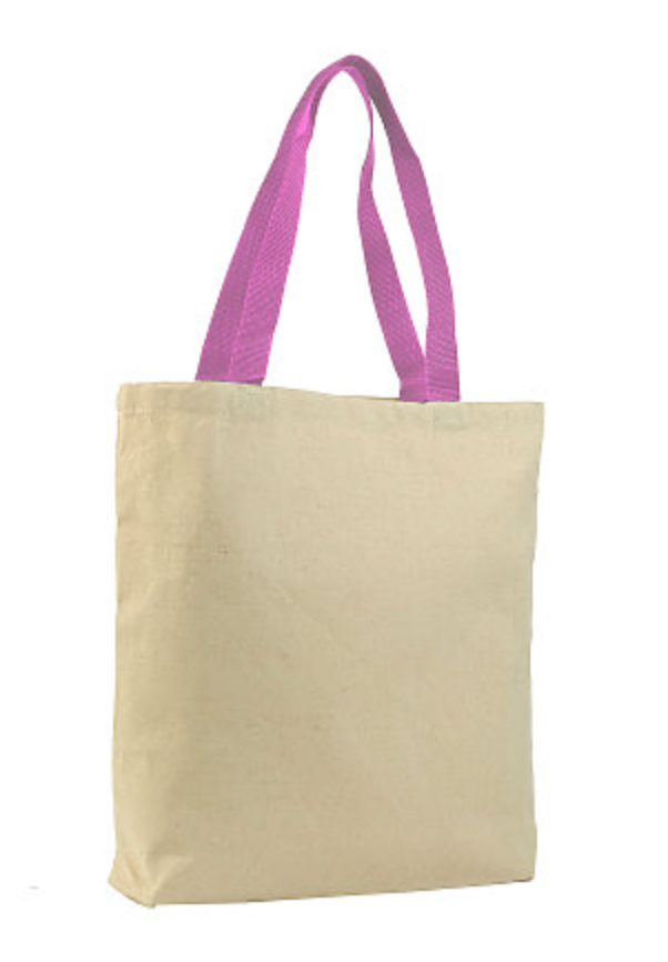 Q-Tees Promotional Tote with Bottom Gusset and Colored Handles