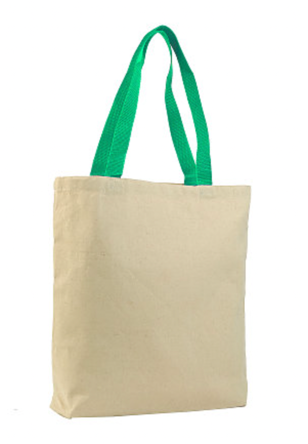 Q-Tees Promotional Tote with Bottom Gusset and Colored Handles