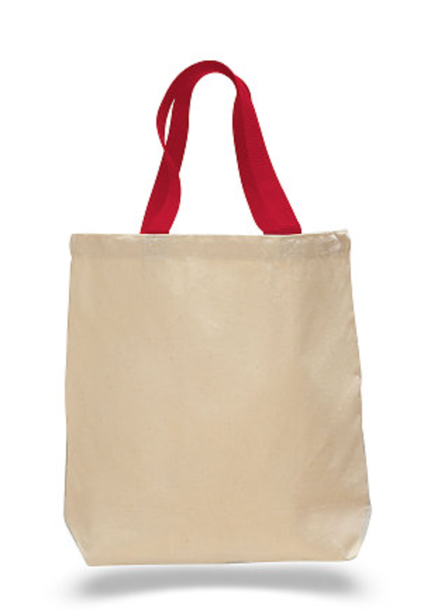 Q-Tees Promotional Tote with Bottom Gusset and Colored Handles