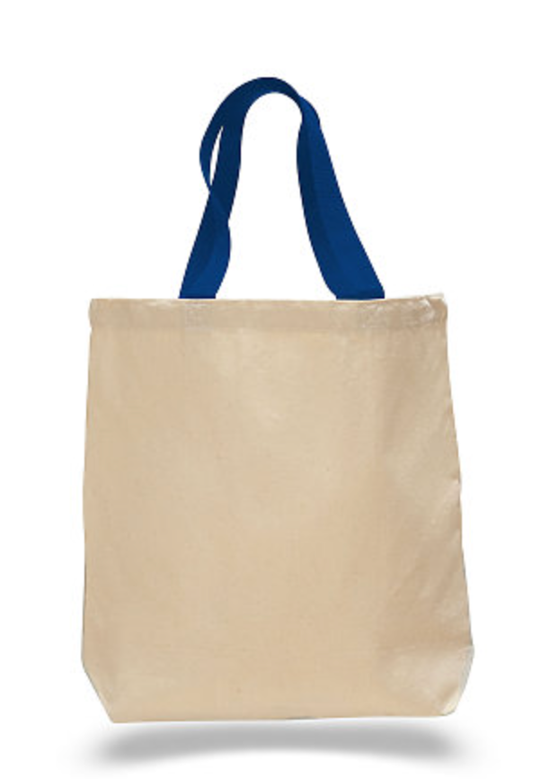 Q-Tees Promotional Tote with Bottom Gusset and Colored Handles